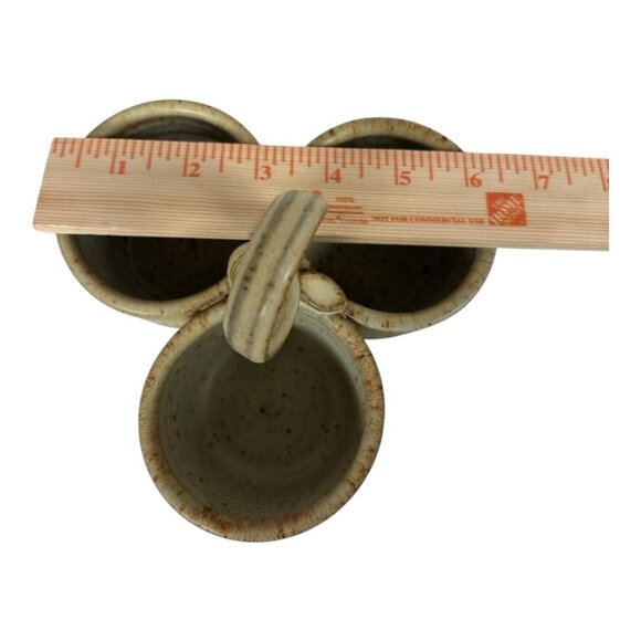 Chris Davis Art Pottery Condiment Server Signed Perkins Cove Ogunquit Maine - Picture 6 of 7